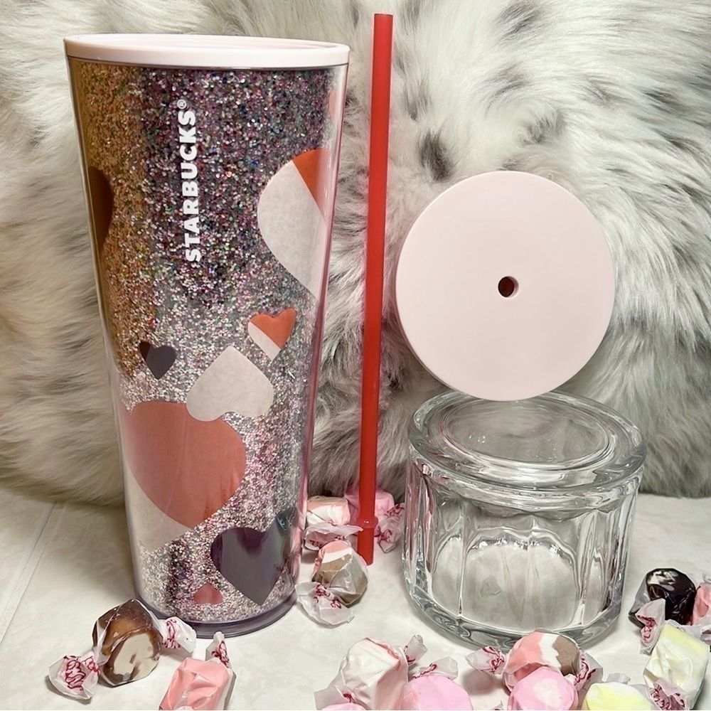 Starbucks Pink Glitter Limited Edition Valentine’s Hearts 24oz Tumbler New - Picture 12 of 17